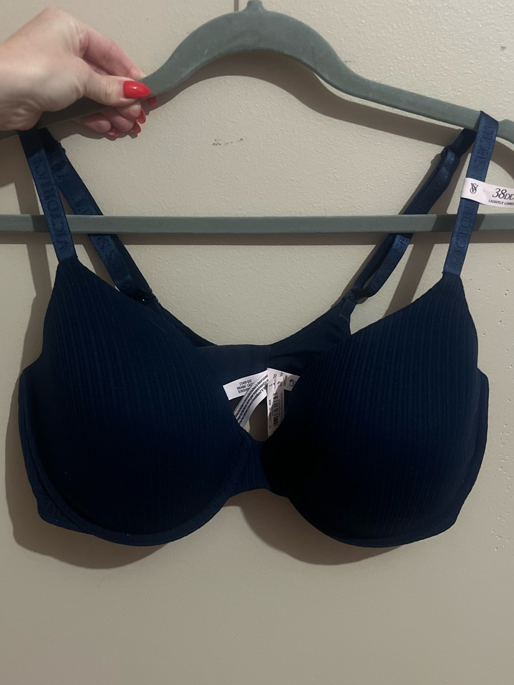 Victoria's Secret Ribbed Navy Underwire T-Shirt Bra